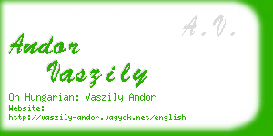 andor vaszily business card